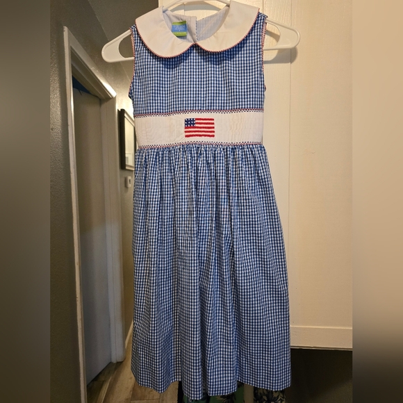 Velani Blue Checkered Dress with Flag Detail - Picture 1 of 5